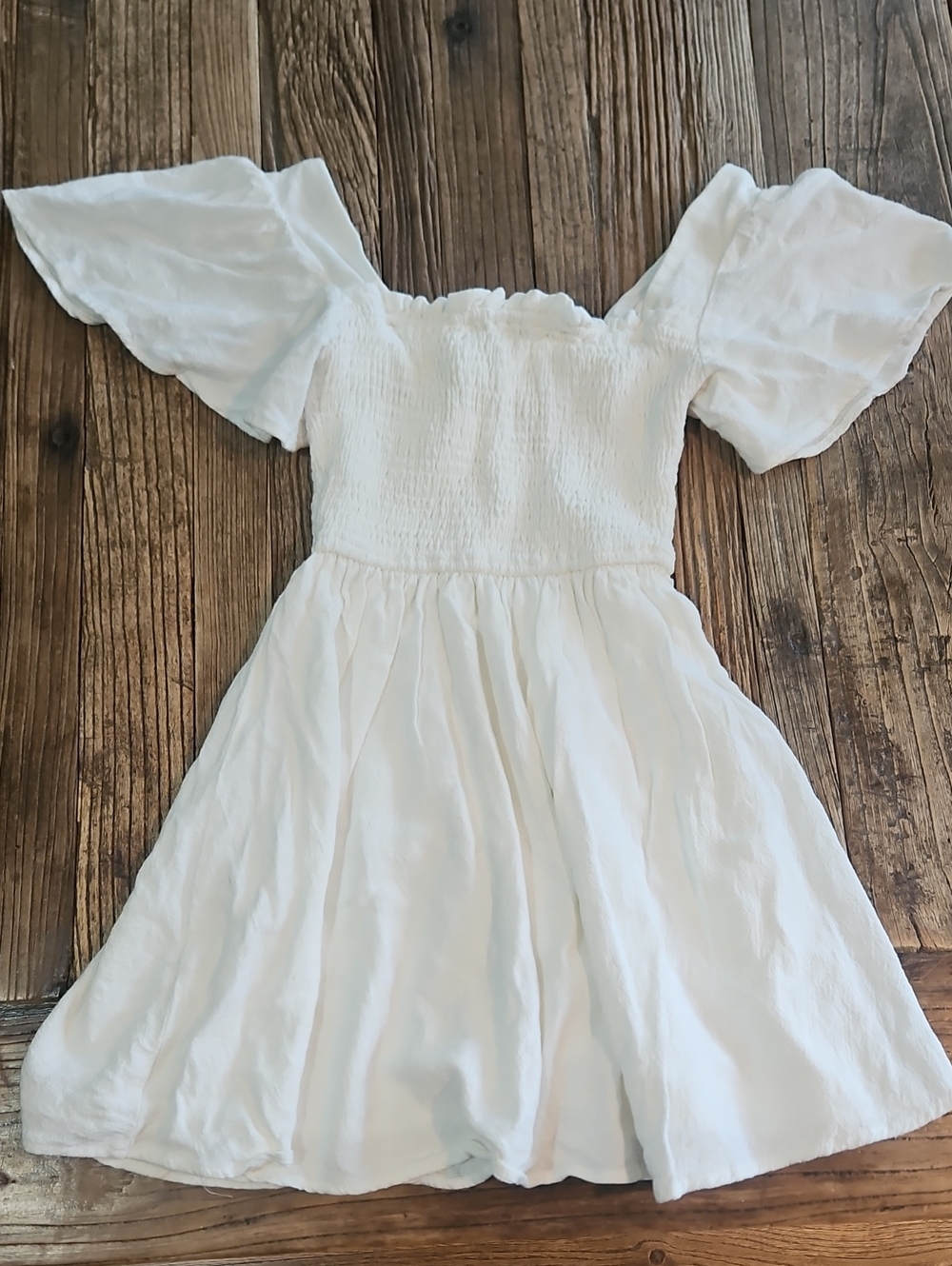 Princess Polly White Smocked Top Dress Flutter Sleeves S 2 Sorority Initiation